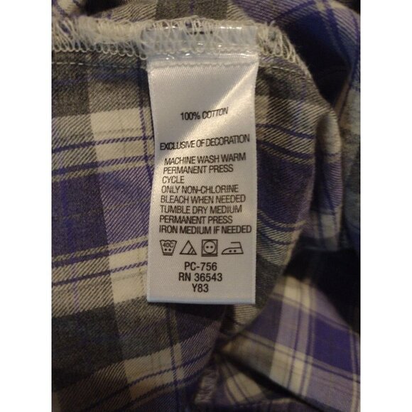 NWT New IZOD Women's Large L Cotton Button Up Shirt Purple Gray Long Sleeve - Picture 8 of 15